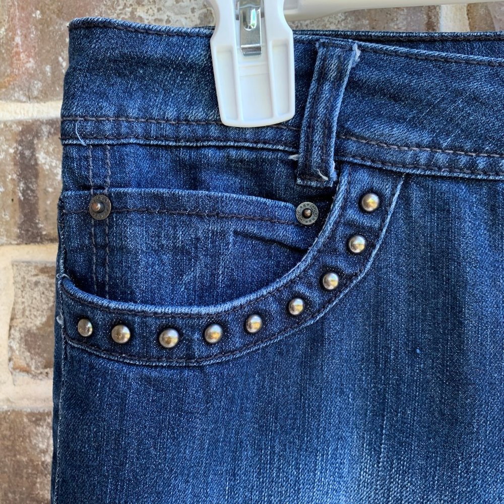 GLO Women's Mid Rise Cropped Beaded Jeans Blue Size 13 - Picture 3 of 8